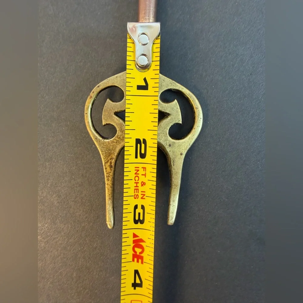 ANTIQ English Brass Long Handled Toasting Fork 17” “The Tudor House” S. Hampton